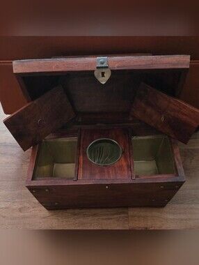Antique Embossed Wood Tea Caddy